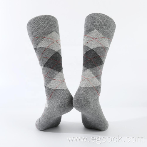 jacquard geometric pattern length socks for men